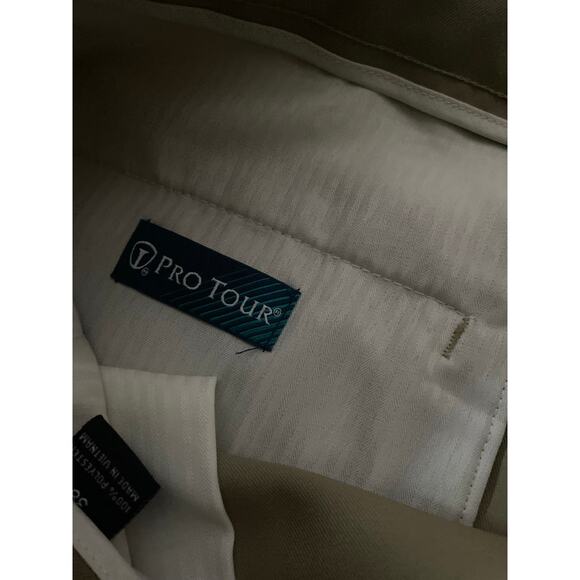 Pro Tour Men’s Golf Shorts Size 38 Khaki Flat Front Performance Polyester - Picture 2 of 7